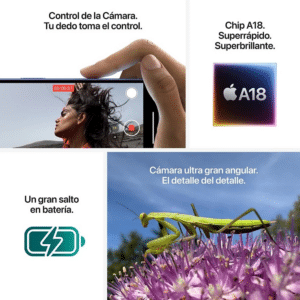 Celular Apple iPhone 16 Black (A18,8GB,128GB,5G) (MYE73BEA) (1) Blink Costa Rica Equipos Tecnologia