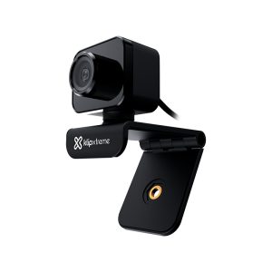 Webcam mounted on an adjustable clip with brand 'klipxtreme' visible on the arm