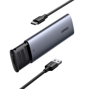 UGREEN USB-C to USB-A adapter dongle in a metallic silver finish, used to connect USB-A devices to a USB-C port.
