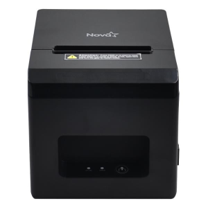 Compact black Nova POS receipt printer viewed from the front, with paper slot on top.