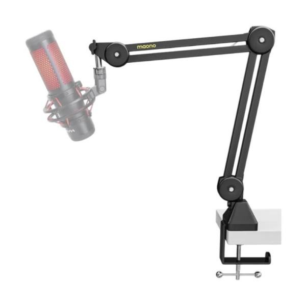 SOPORTE PARA MICROFONO MAONO BA37 (BA37) Condenser microphone on Maono adjustable boom arm with desk clamp.