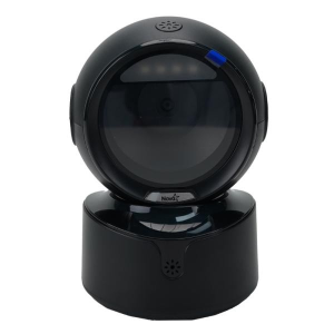 Round dome webcam on a curved base, black color, with a blue indicator and Nova branding visible on the stand.